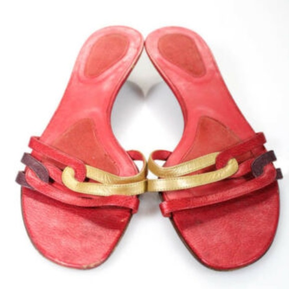 Bottega V Pink Leather Open Toe Sandals Heels 6.5 - Picture 3 of 5